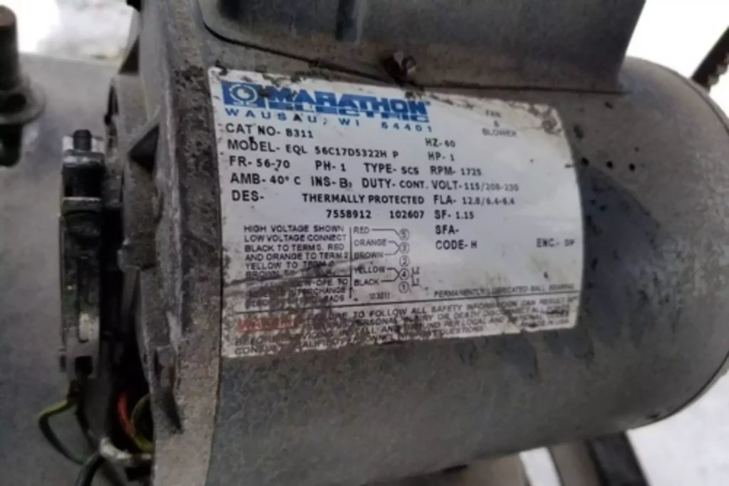 electric motor showing manufacturers nameplate