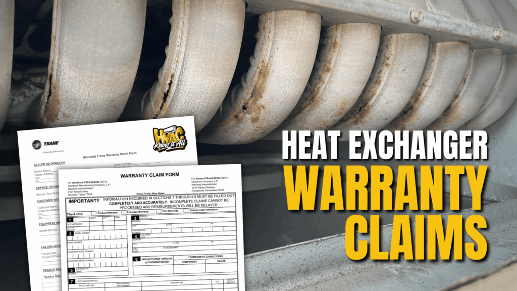 Heat exchanger damage inspection documentation for warranty claim approval